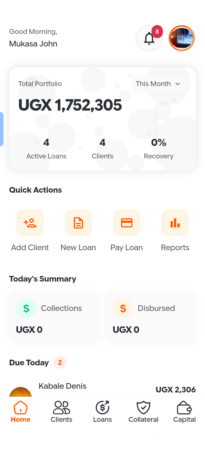 Prograte mobile app home screen